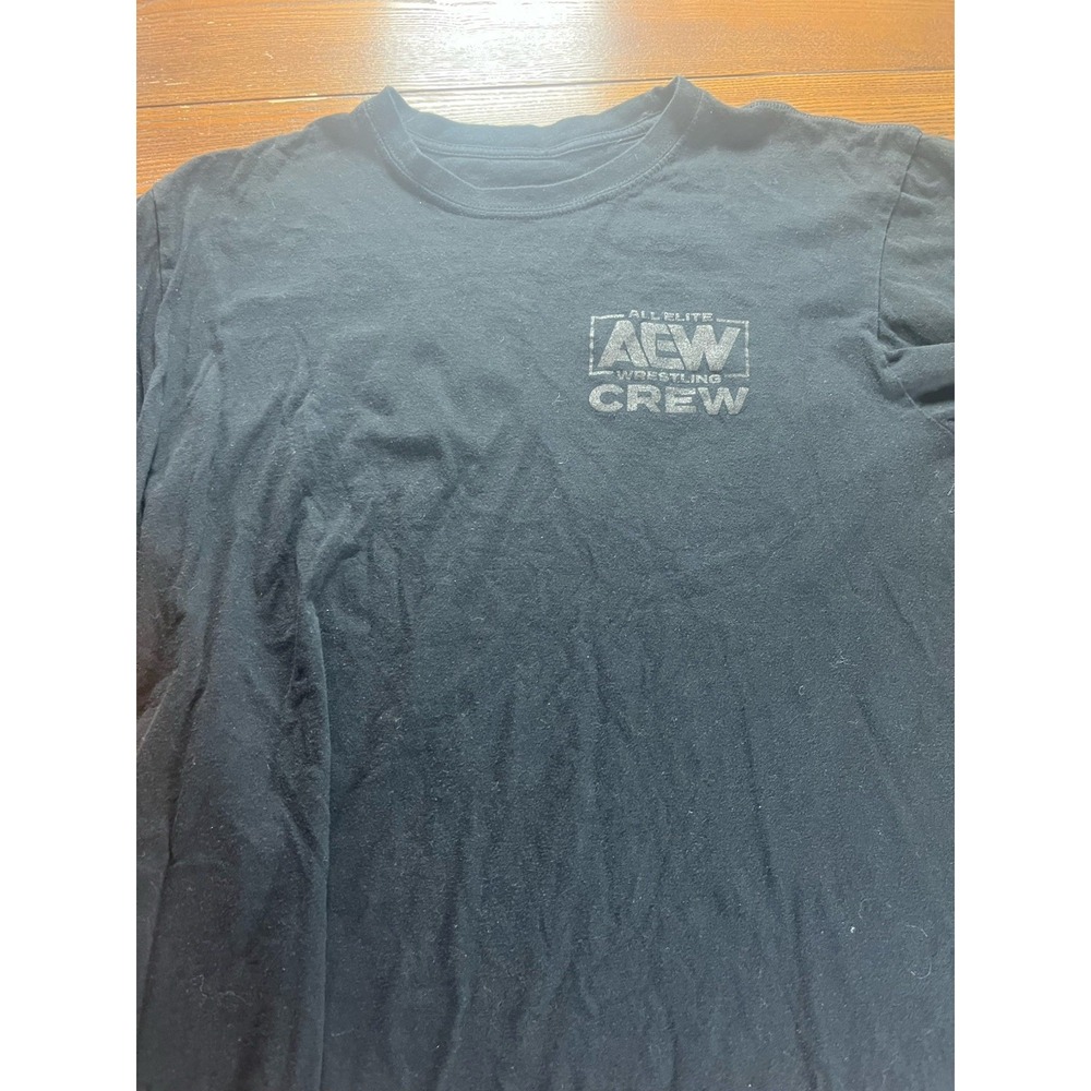 AEW All Elite Wrestling Crew Staff Logo Shirt Black Tee Large EUC